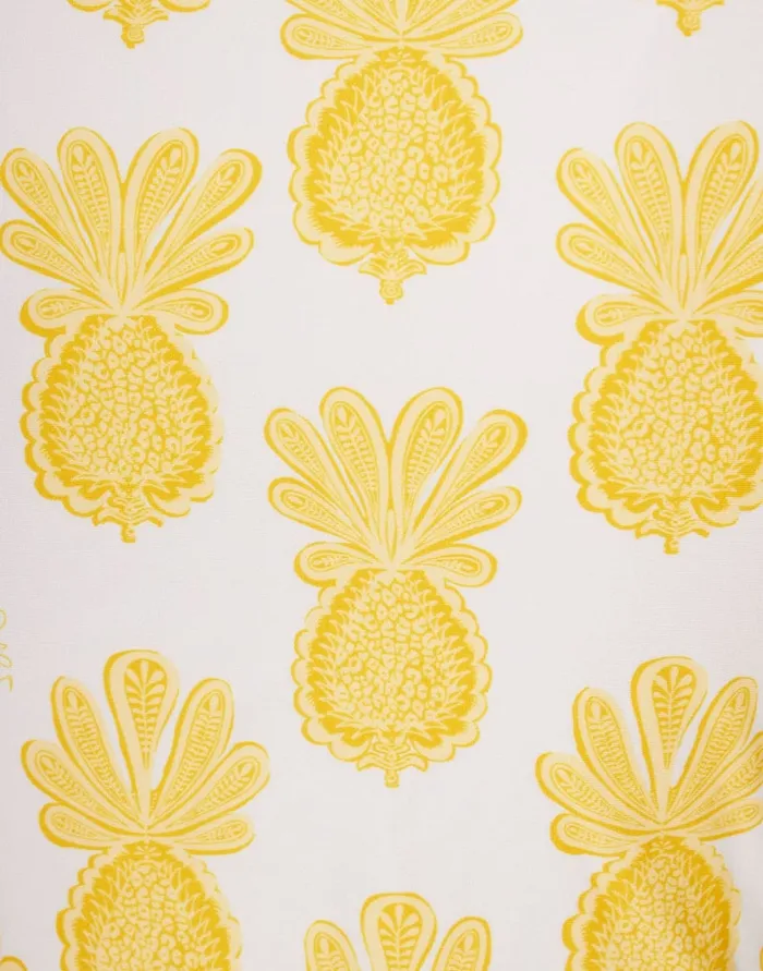 La Doublej Bardot Top Pineapple Sunflower White In Lycra Women Swimwear