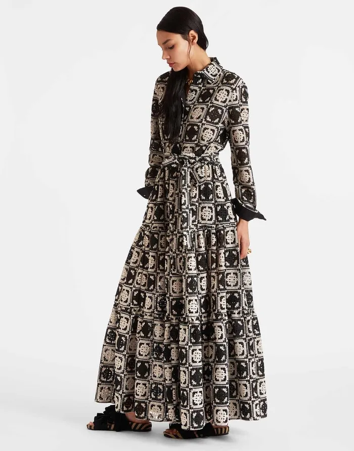 La Doublej Bellini Dress Mini Tiles Black In Macram Women Dresses