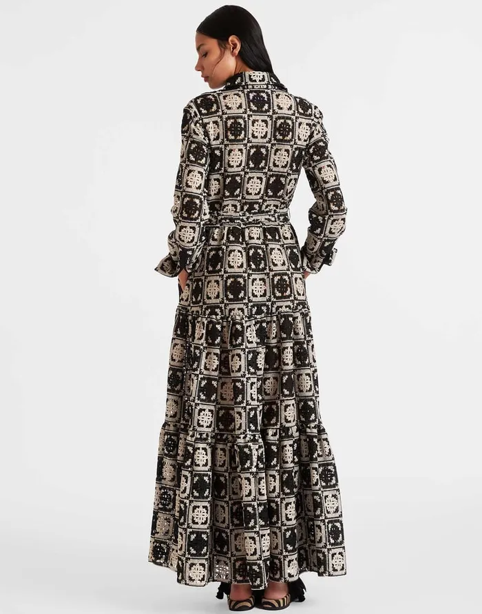 La Doublej Bellini Dress Mini Tiles Black In Macram Women Dresses