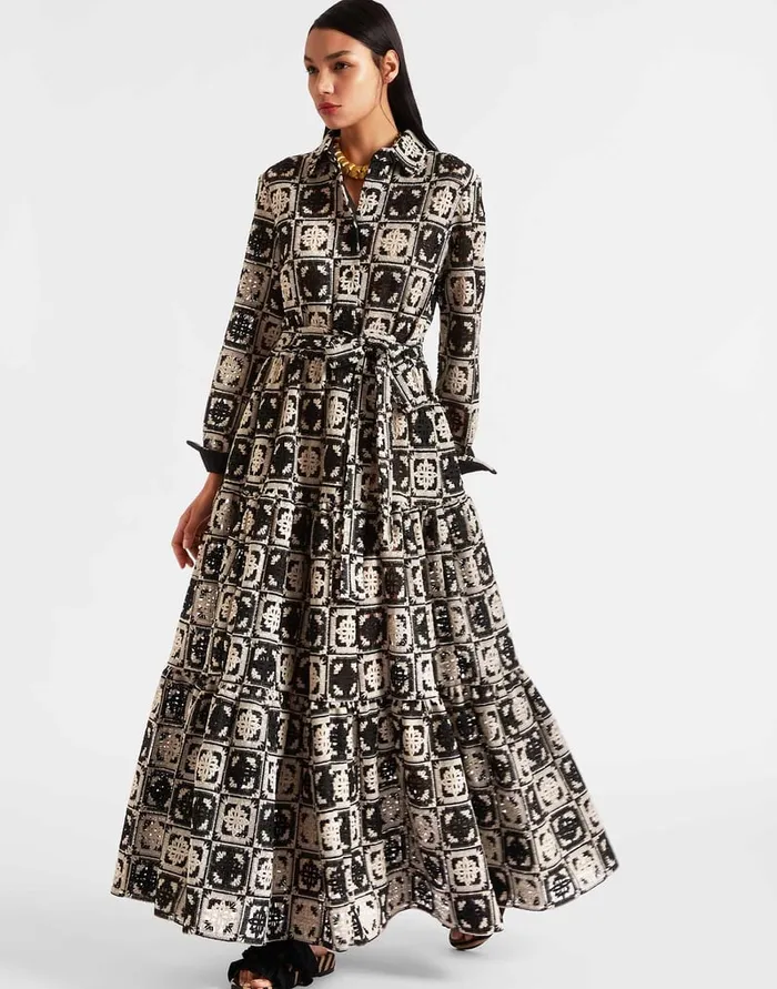 La Doublej Bellini Dress Mini Tiles Black In Macram Women Dresses