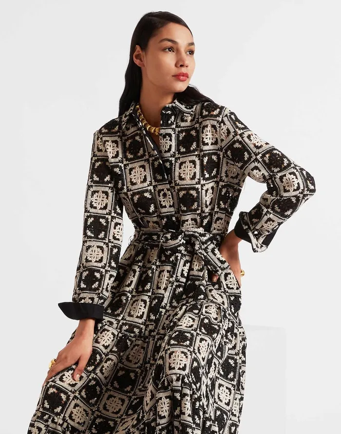 La Doublej Bellini Dress Mini Tiles Black In Macram Women Dresses