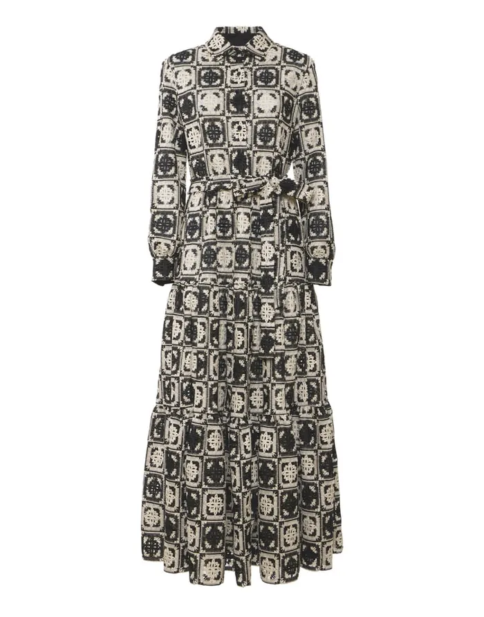 La Doublej Bellini Dress Mini Tiles Black In Macram Women Dresses