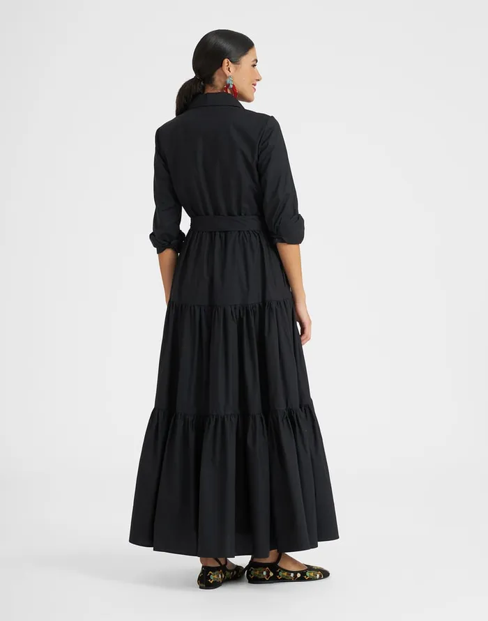 La Doublej Bellini Dress Solid Black In Cotton Poplin Women Dresses