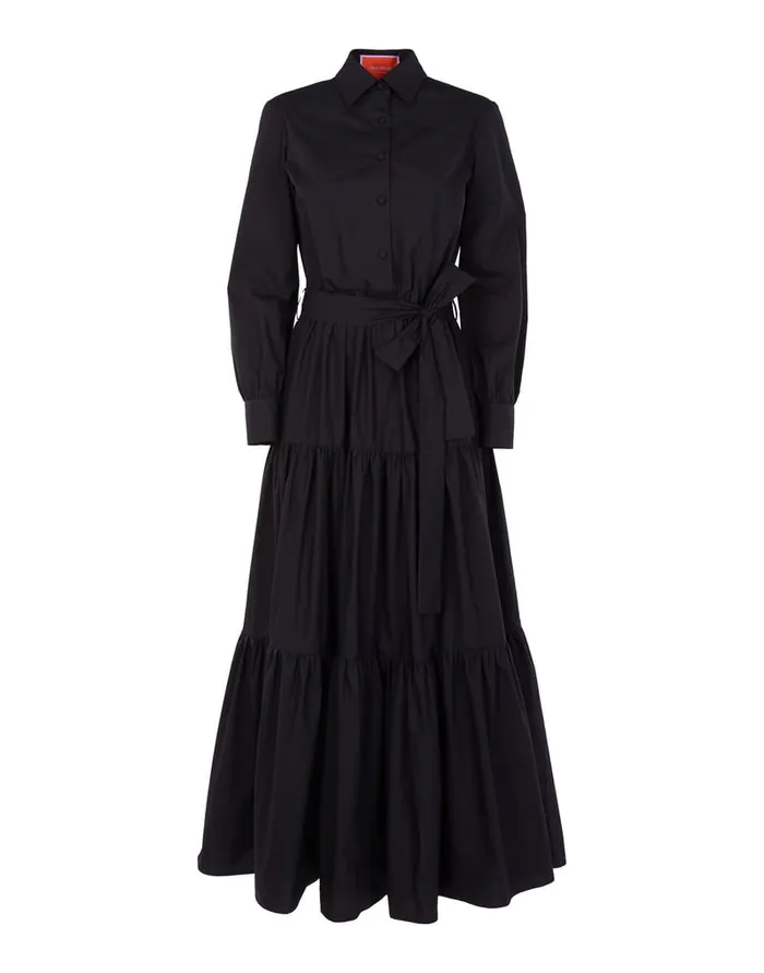 La Doublej Bellini Dress Solid Black In Cotton Poplin Women Dresses