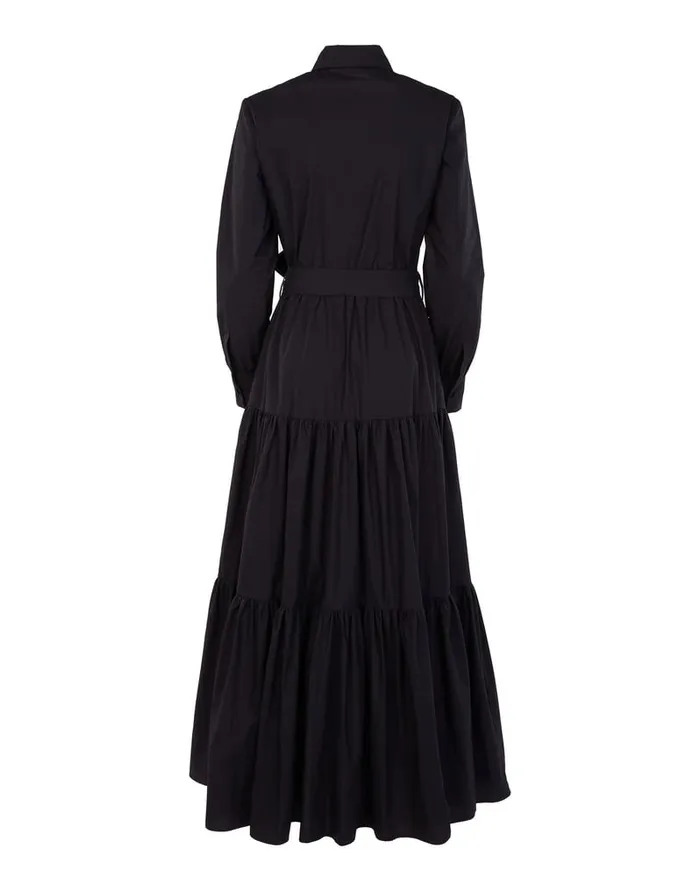 La Doublej Bellini Dress Solid Black In Cotton Poplin Women Dresses