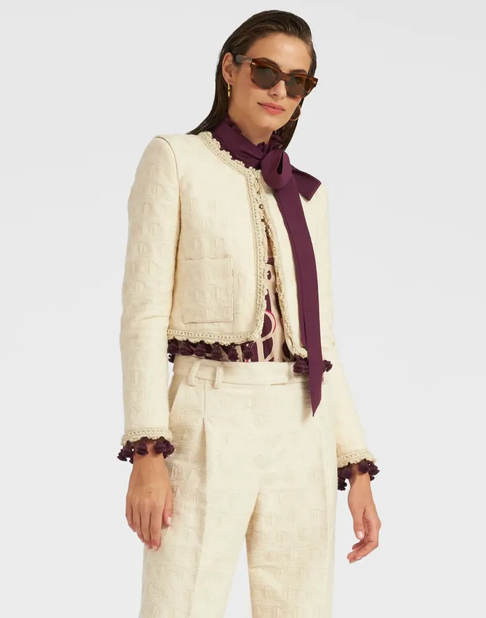 La Doublej Bijoux Jacket Embroidered Creamy In Jacquard Women Outerwear