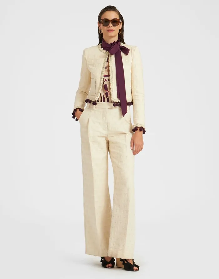 La Doublej Bijoux Jacket Embroidered Creamy In Jacquard Women Outerwear