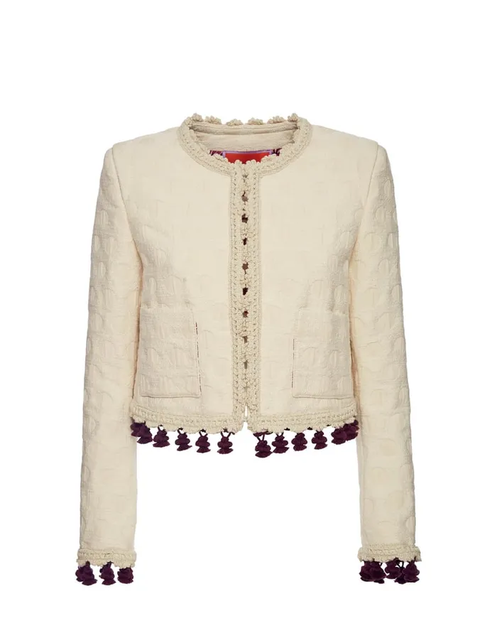 La Doublej Bijoux Jacket Embroidered Creamy In Jacquard Women Outerwear