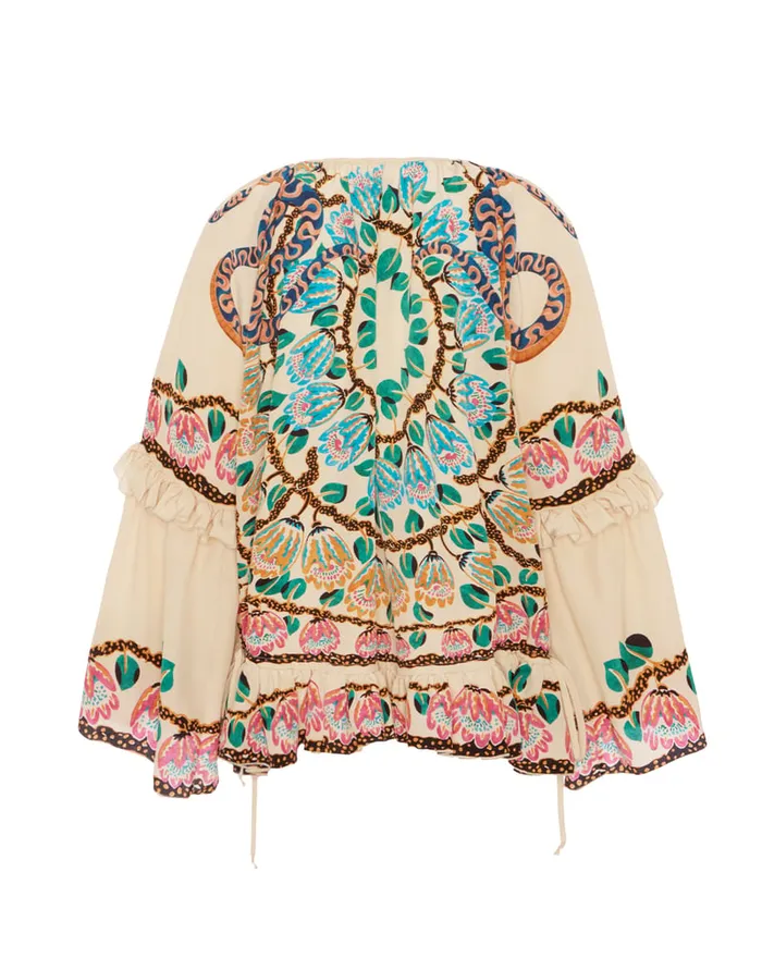 La Doublej Boho Blouse Eve Ecru In Crepe De Chine Women Shirts and Tops