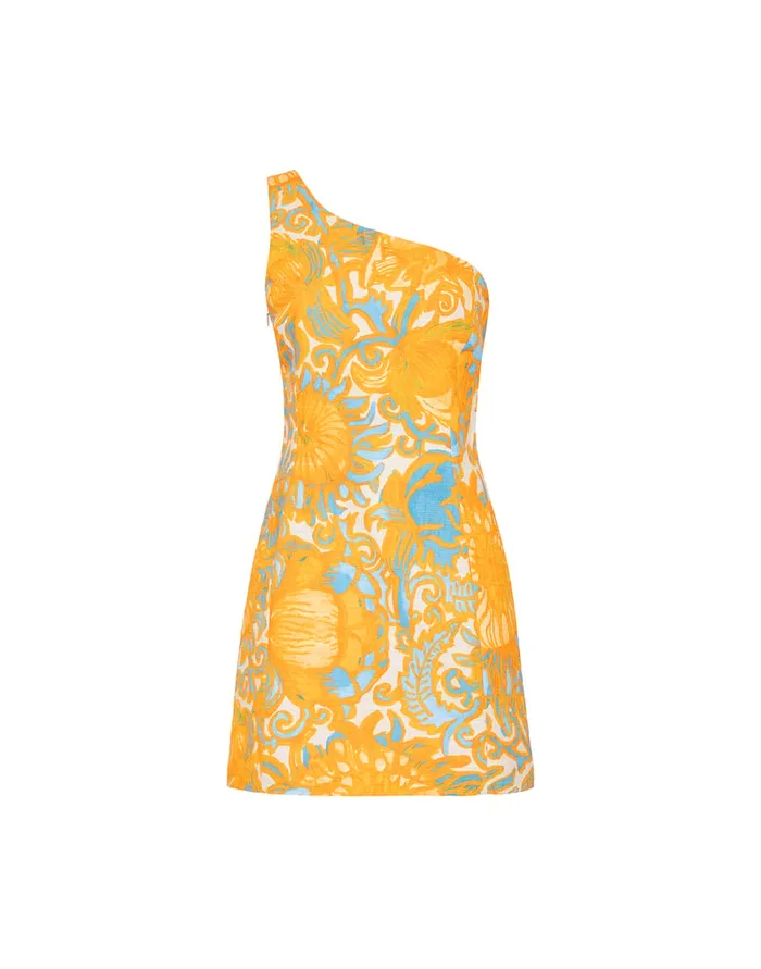 La Doublej Bold Shoulder Mini Dress Anemone Orange In Shot Cotton Women Dresses