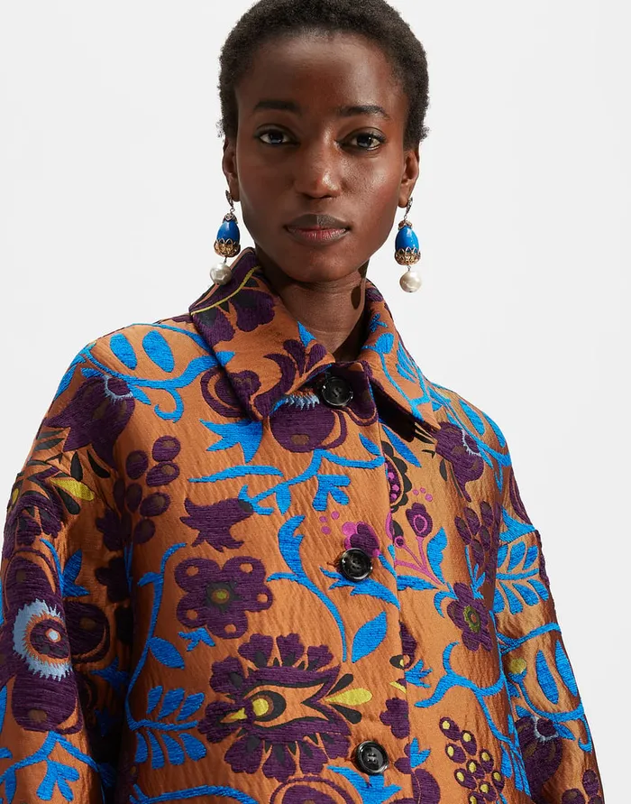 La Doublej Boxy Coat Jacquard Selva In Jacquard Women Outerwear