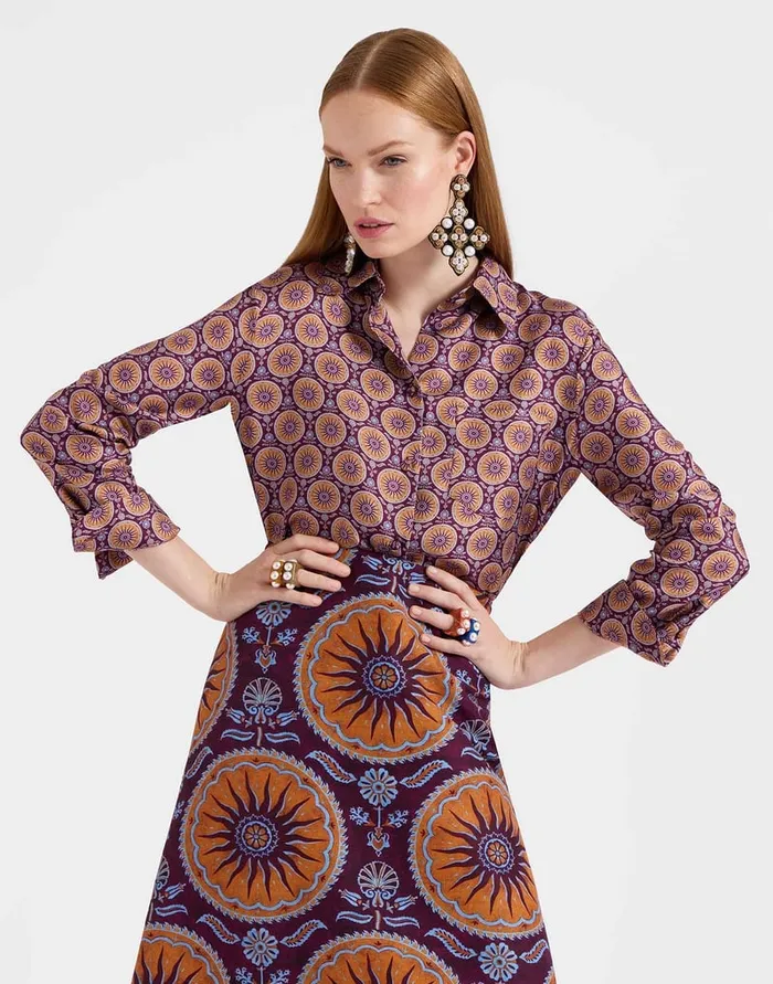 La Doublej Boy Shirt Sovereign Mini Purple In Silk Twill Women Shirts and Tops
