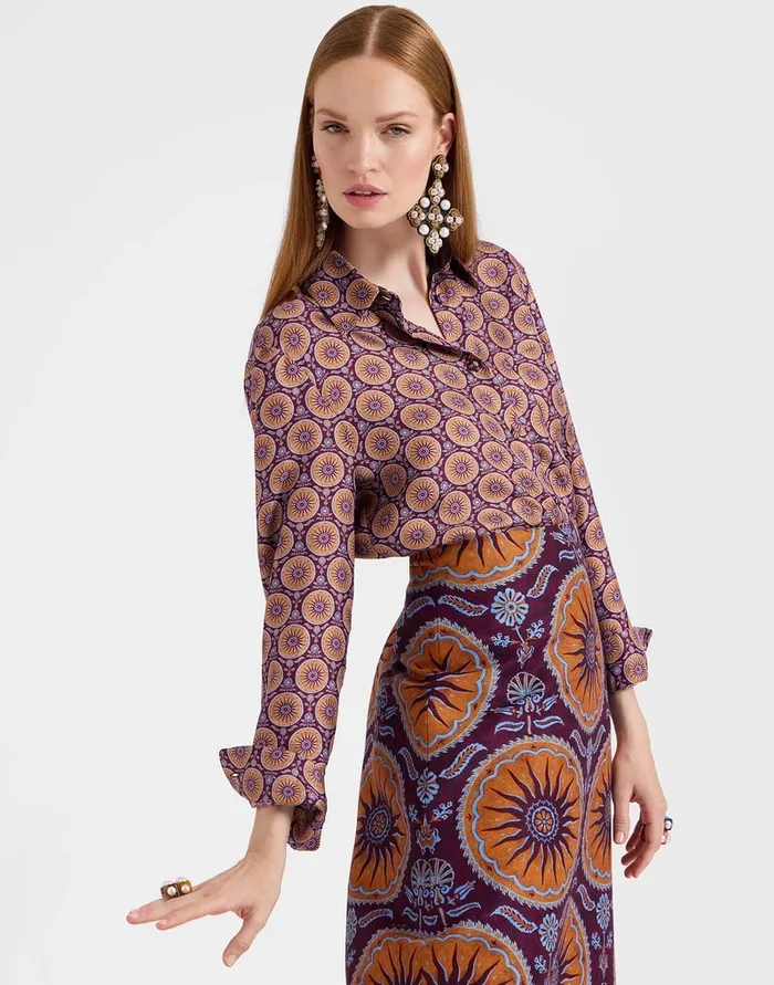 La Doublej Boy Shirt Sovereign Mini Purple In Silk Twill Women Shirts and Tops