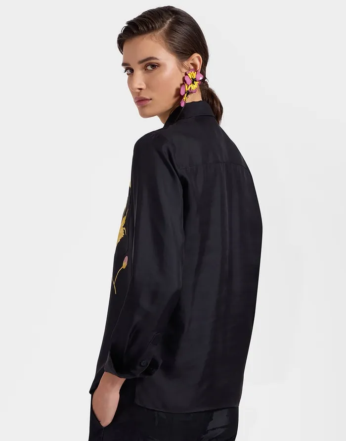 La Doublej Boy Shirt Sylph Place Black In Silk Twill Women Shirts and Tops