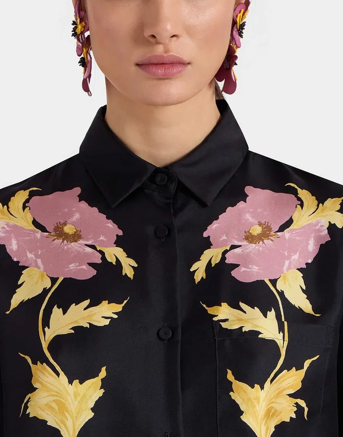 La Doublej Boy Shirt Sylph Place Black In Silk Twill Women Shirts and Tops