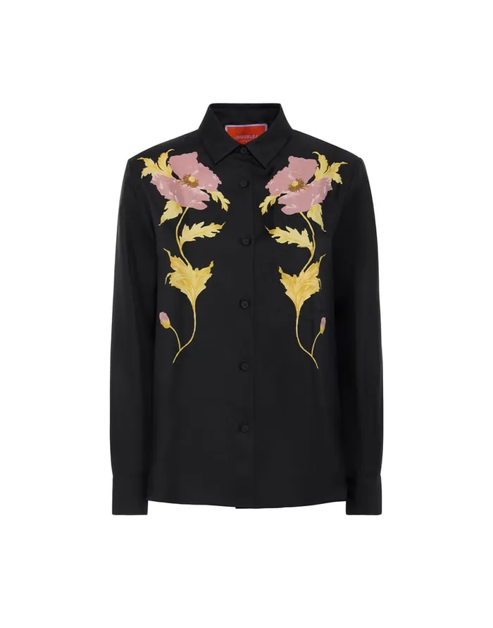 La Doublej Boy Shirt Sylph Place Black In Silk Twill Women Shirts and Tops