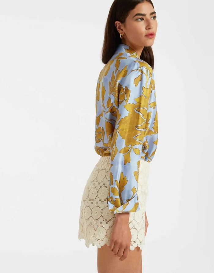 La Doublej Boy Shirt Tangle Light Blue In Silk Twill Women Party Dressing