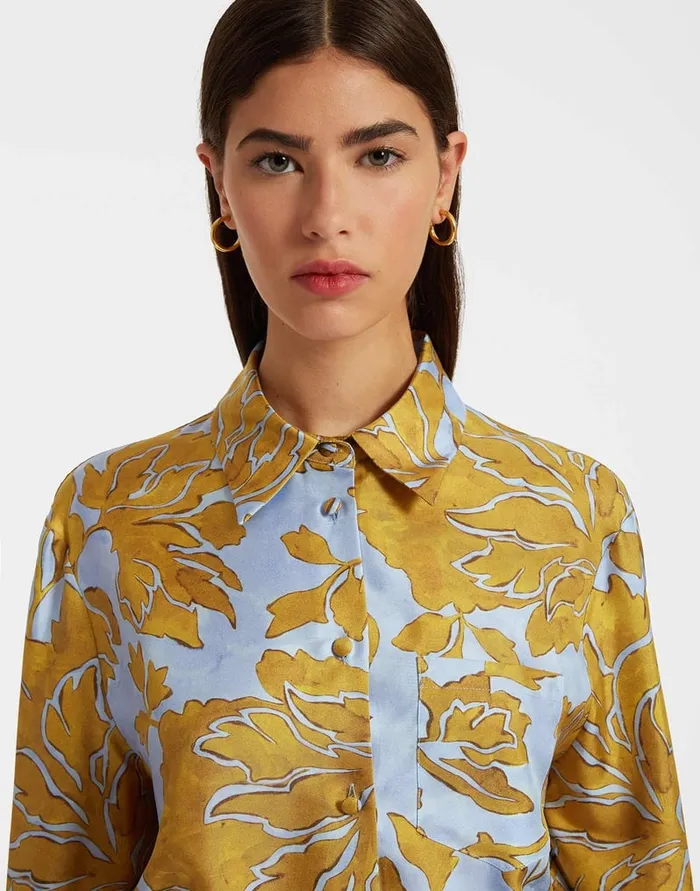 La Doublej Boy Shirt Tangle Light Blue In Silk Twill Women Party Dressing
