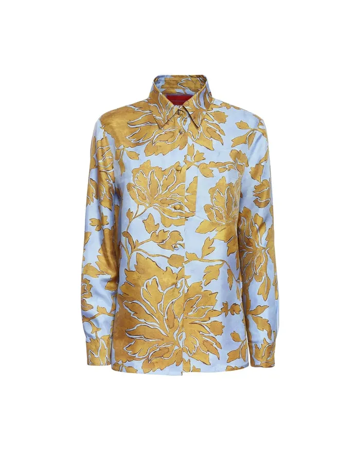 La Doublej Boy Shirt Tangle Light Blue In Silk Twill Women Party Dressing