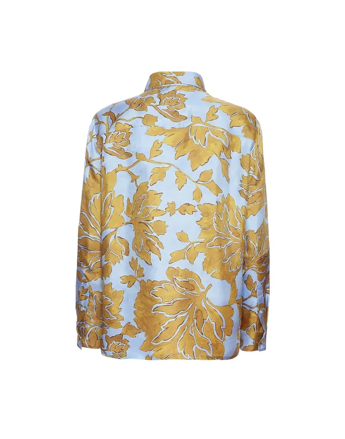 La Doublej Boy Shirt Tangle Light Blue In Silk Twill Women Party Dressing