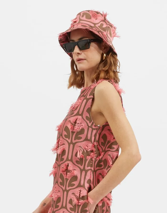 La Doublej Bucket Hat Grove KakiPink In Jacquard Women Hats