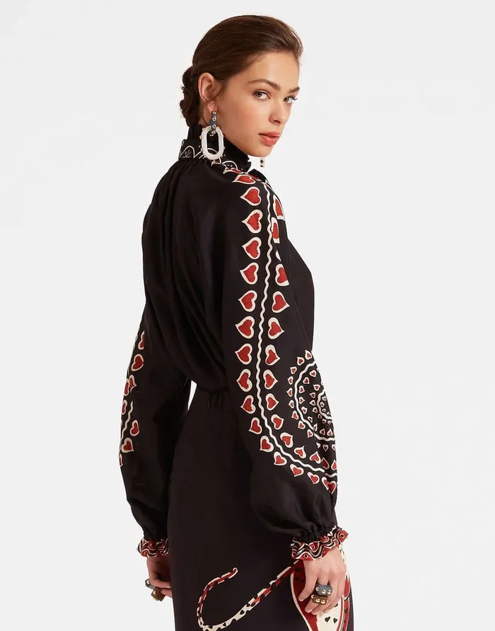 La Doublej Cerere Blouse Gattopardo Place Black In Silk Voile Women Shirts and Tops