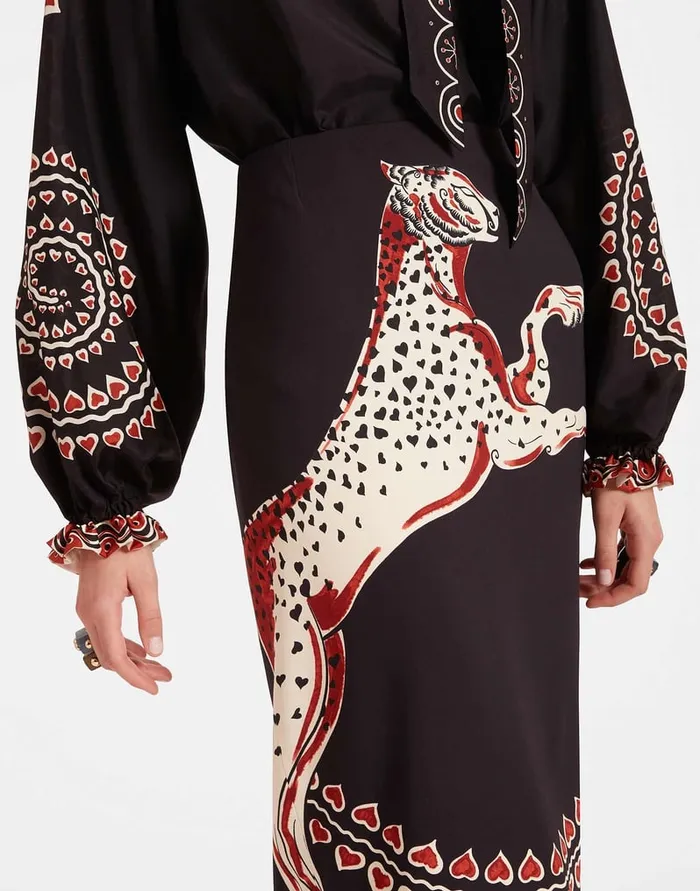 La Doublej Cerere Blouse Gattopardo Place Black In Silk Voile Women Shirts and Tops