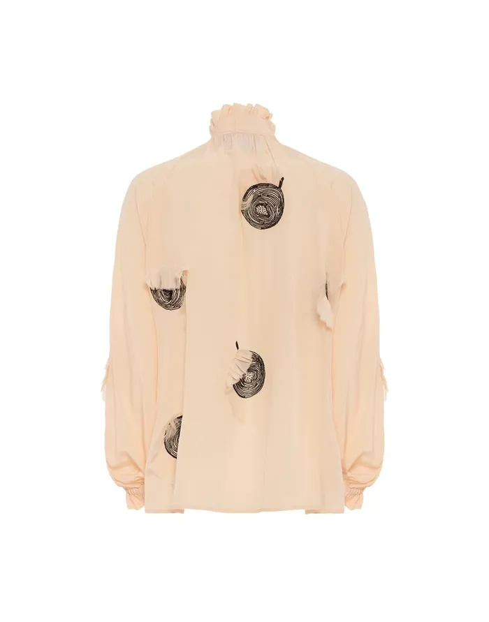 La Doublej Cerere Blouse Solid Light Pink In Crepe De Chine Silk Embroidered Women Shirts and Tops