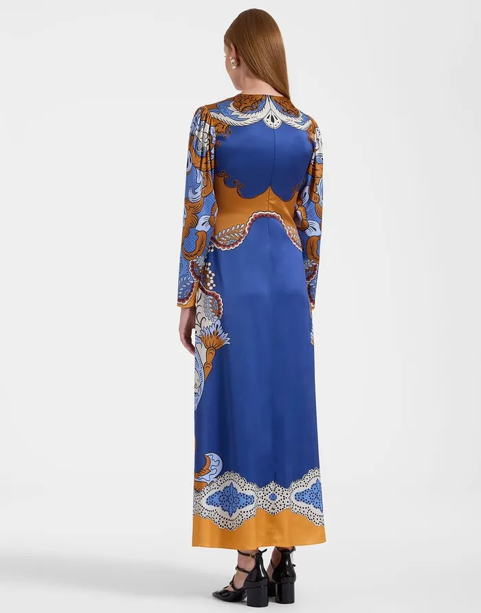 La Doublej Clingy Swing Dress Portal Place Light Blue In Stretch Satin Women Dresses