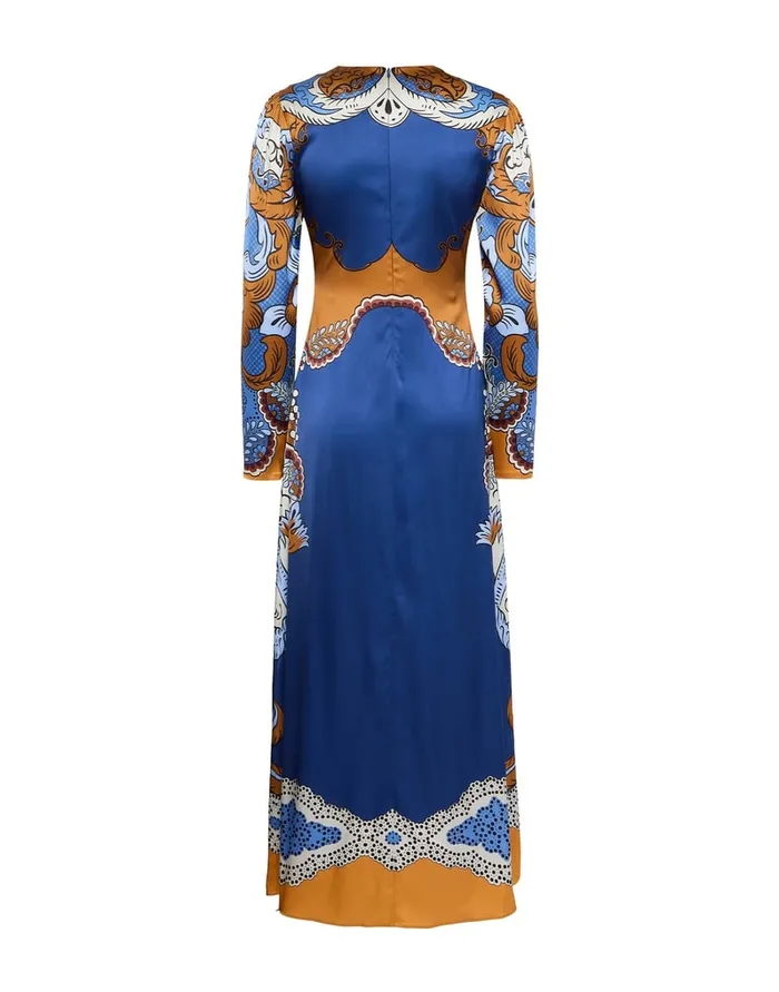 La Doublej Clingy Swing Dress Portal Place Light Blue In Stretch Satin Women Dresses