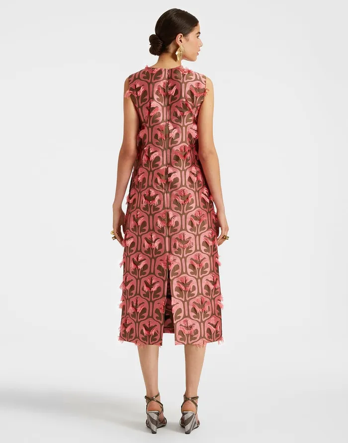 La Doublej Column Dress Grove KakiPink In Jacquard Women Dresses