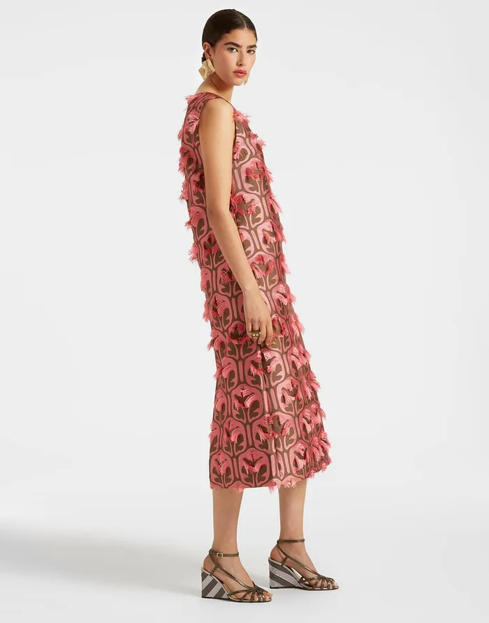 La Doublej Column Dress Grove KakiPink In Jacquard Women Dresses