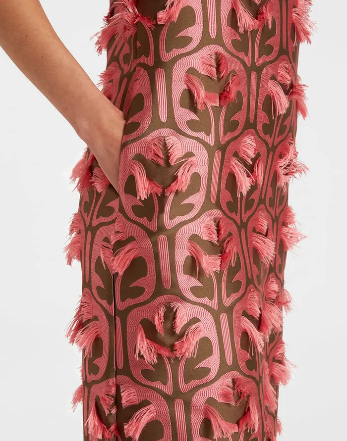 La Doublej Column Dress Grove KakiPink In Jacquard Women Dresses
