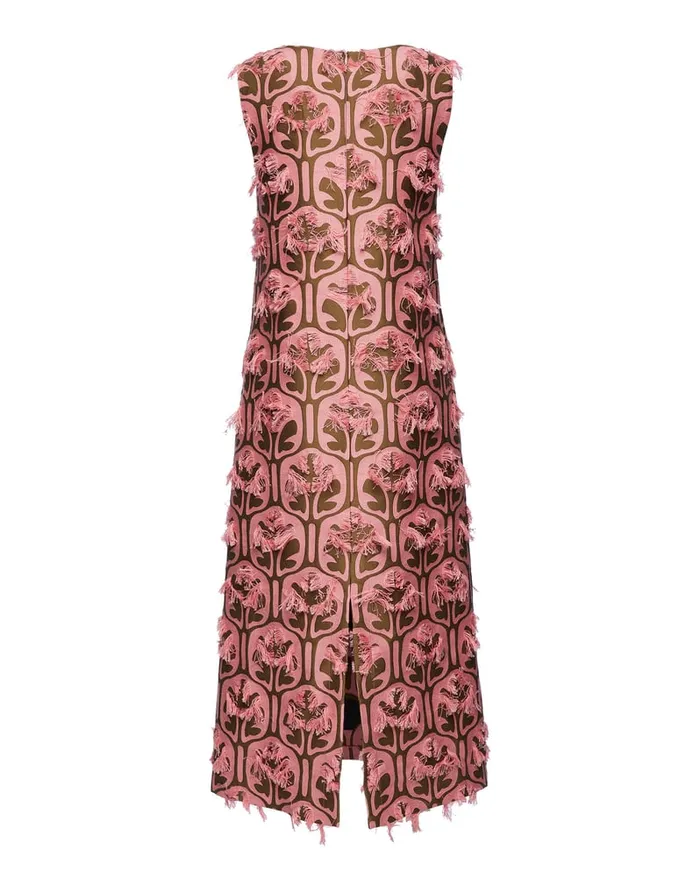 La Doublej Column Dress Grove KakiPink In Jacquard Women Dresses