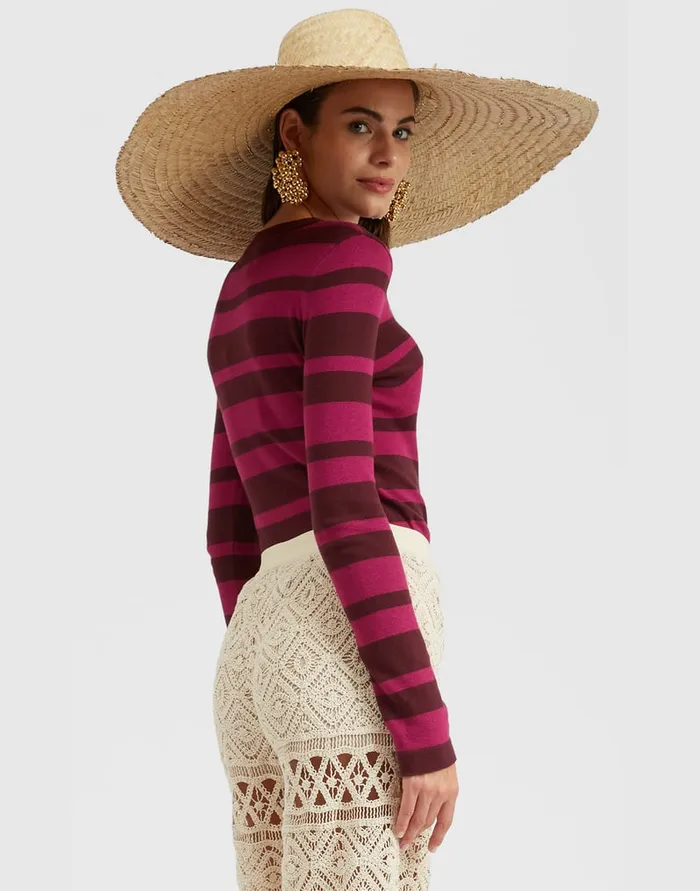 La Doublej Crew Top Solid Fuchsia In Cotton Cashmere Women Knitwear