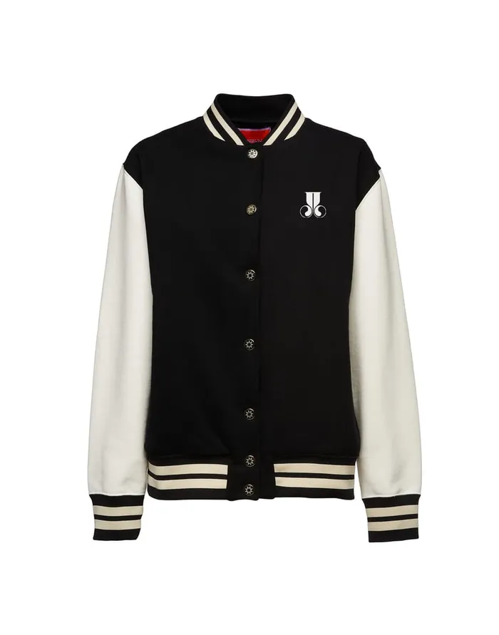 La Doublej Embroidered Sisterhood Varsity Bomber Solid Black In Jersey Women TShirts and Sweatshirts