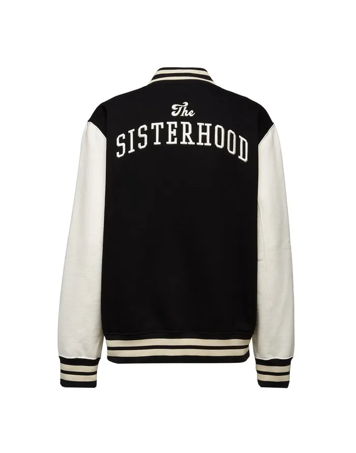 La Doublej Embroidered Sisterhood Varsity Bomber Solid Black In Jersey Women TShirts and Sweatshirts