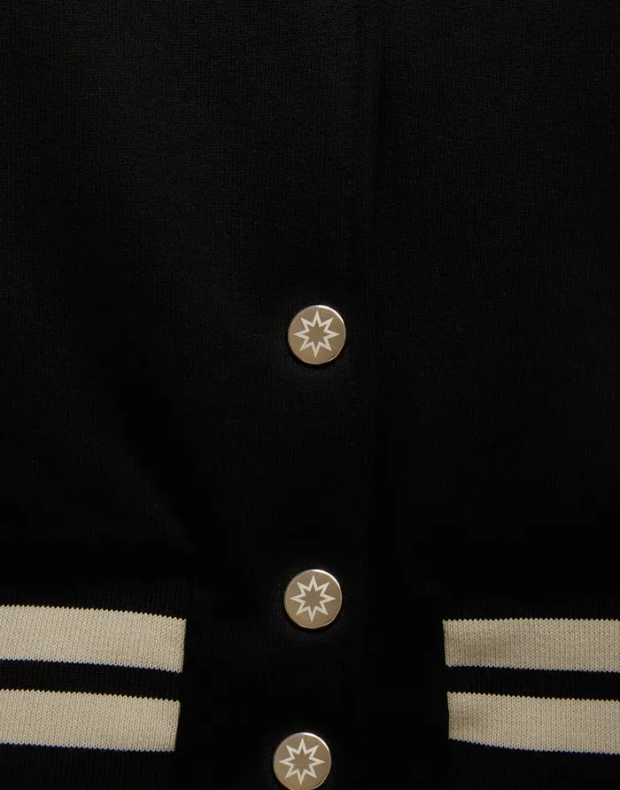 La Doublej Embroidered Sisterhood Varsity Bomber Solid Black In Jersey Women TShirts and Sweatshirts