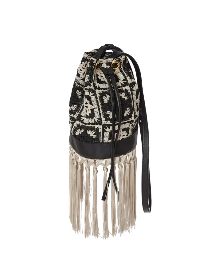 La Doublej Feria Crossbody Bag Mini Tiles Black In Macram Women Bags and Pochettes