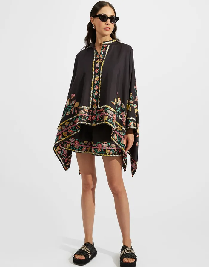 La Doublej Foulard Shirt Borboni Place Nero In Twill Silk Women Shirts and Tops