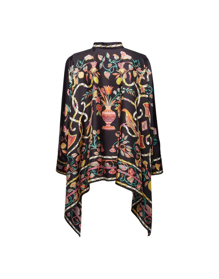 La Doublej Foulard Shirt Borboni Place Nero In Twill Silk Women Shirts and Tops