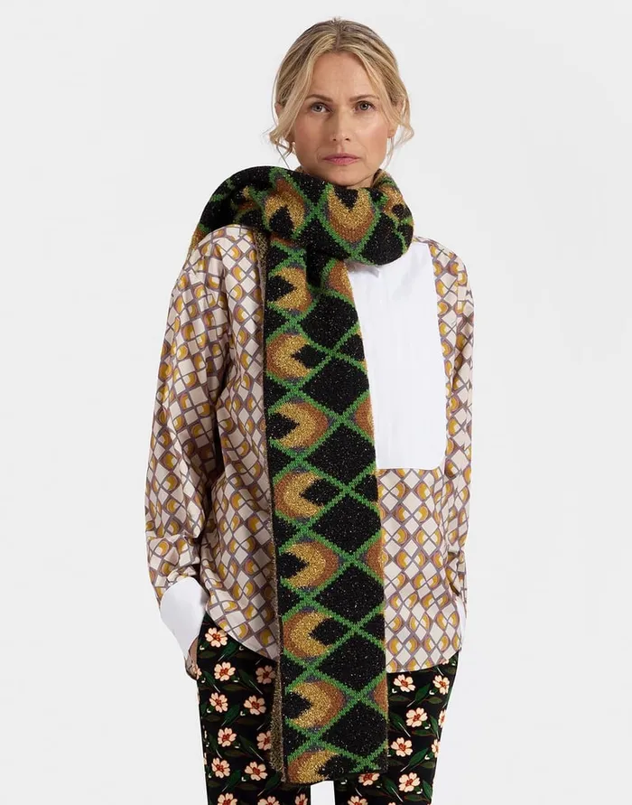 La Doublej HalfLight Scarf HalfLight Black In Jacquard Women Foulards and Scarves