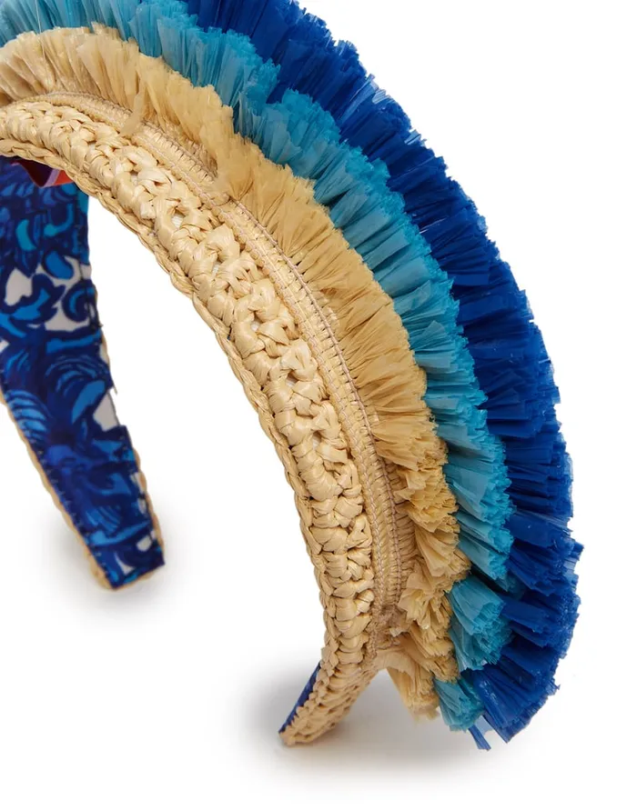 La Doublej Halo Headband Solid Light Beige In Raffia Crochet Women Hair Accessories