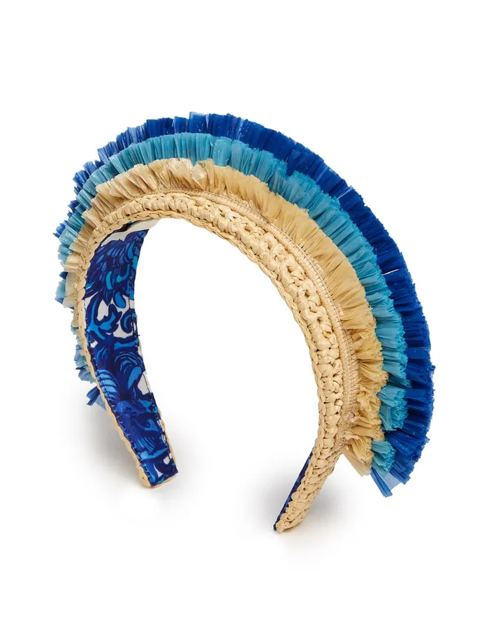 La Doublej Halo Headband Solid Light Beige In Raffia Crochet Women Hair Accessories