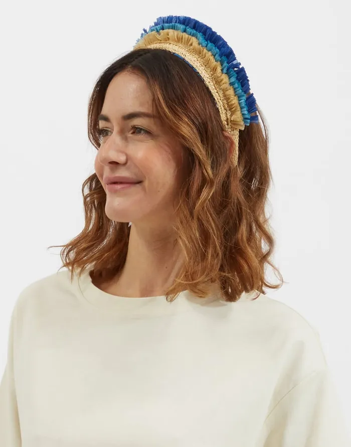 La Doublej Halo Headband Solid Light Beige In Raffia Crochet Women Hair Accessories