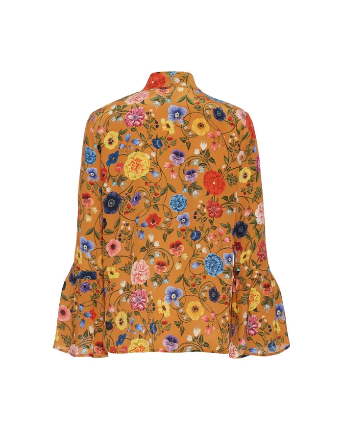 La Doublej Happy Wrist Top Botticelli Rust In Crepe De Chine Silk Women Shirts and Tops
