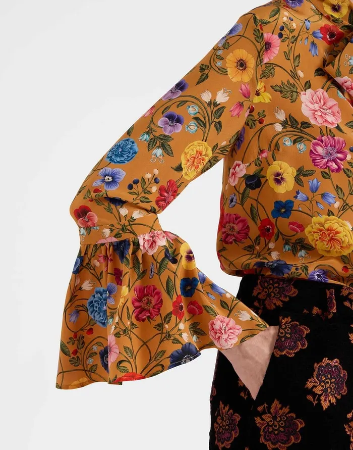 La Doublej Happy Wrist Top Botticelli Rust In Crepe De Chine Silk Women Shirts and Tops