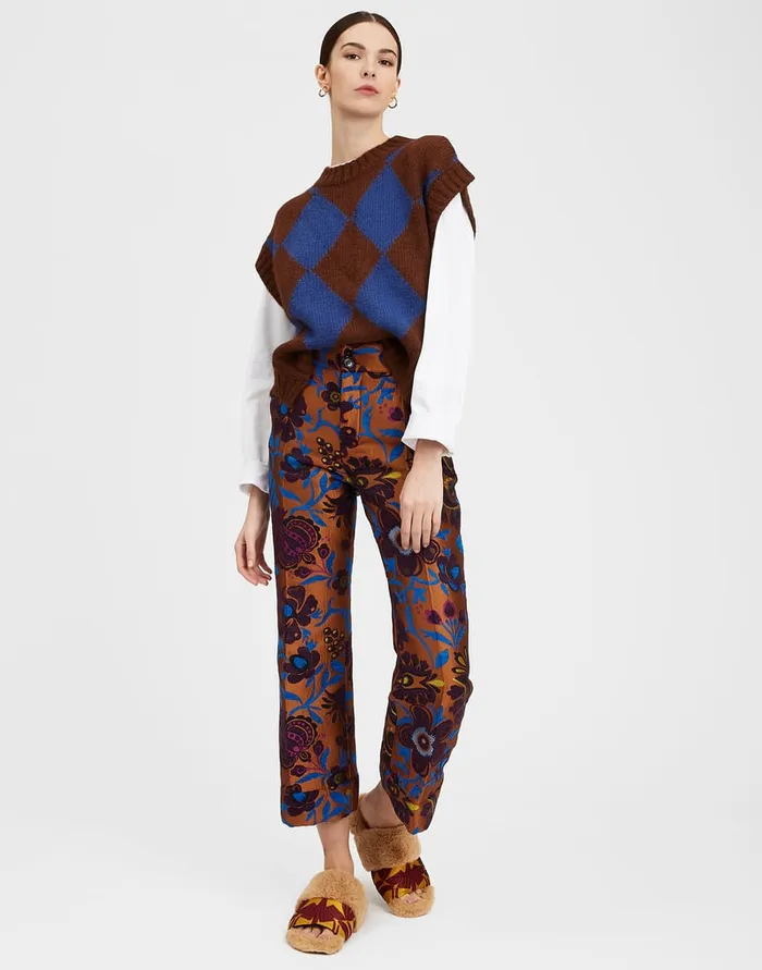 La Doublej Hendrix Pants Selva Brown In Jacquard Women Shorts and Pants