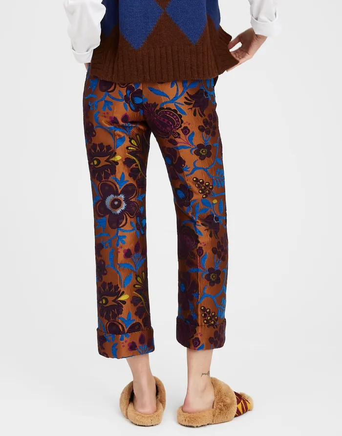 La Doublej Hendrix Pants Selva Brown In Jacquard Women Shorts and Pants