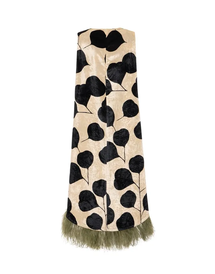 La Doublej La Scala High Dress Lunaria Light Pink In Crushed Velvet With Feathers Women Dresses